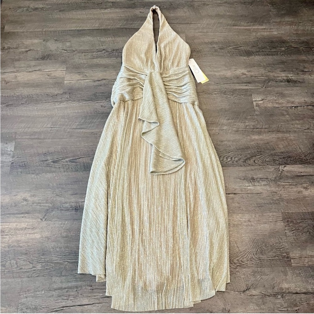 NWT PATBO Lurex Draped Maxi Dress in Champagne - Picture 5 of 9